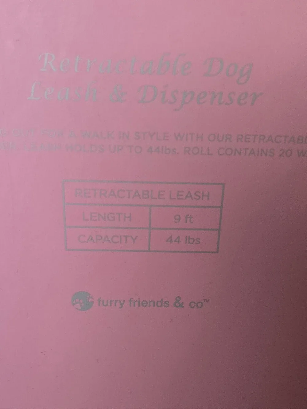 Pink Houndstooth Retractable Dog Leash Dispenser Set NIB